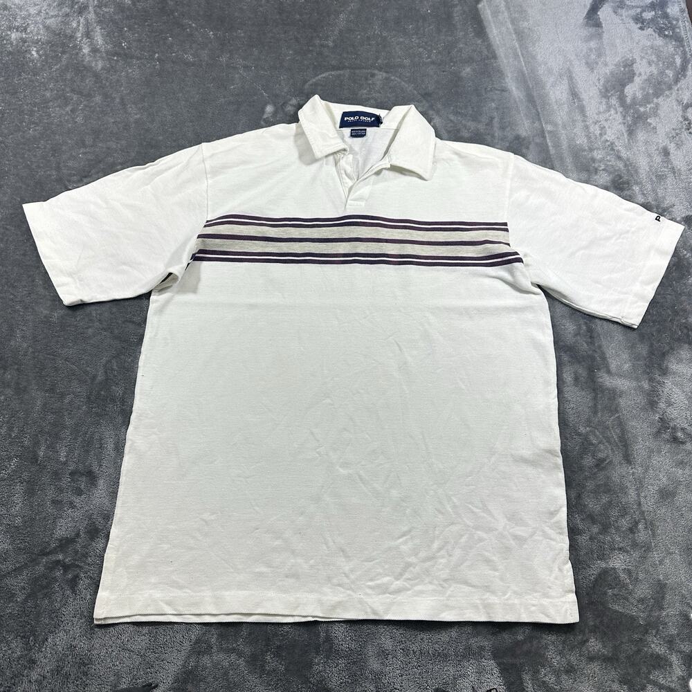 Polo Ralph Lauren Men’s Medium White Golf Shirt Athletic Fit Modern Preppy
